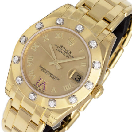 Pre-owned Rolex Datejust Pearlmaster 34 81318-0040