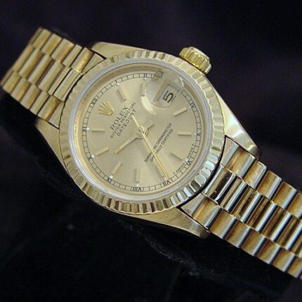 Ladies Rolex 18K Yellow Gold Datejust President Champagne  69178 (SKU L819333MT)