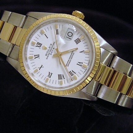 Mens Rolex Two-Tone 18K/SS Date White Roman 15223 (SKU L923163MT)