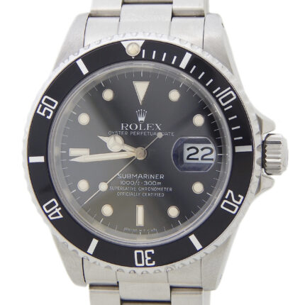 Mens Rolex Stainless Steel Submariner Watch Black Dial 16610 (SKU BLK16610AMT)