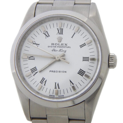 Mens Rolex 14000M Stainless Steel Air-King Watch White Roman Dial (SKU D903771AMT)