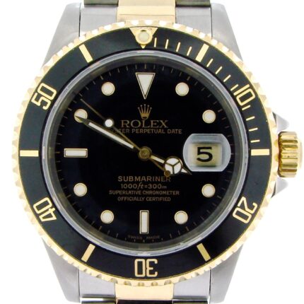 Mens Rolex Two-Tone 18K/SS Submariner Black  16613 (SKU X516568NBCMT)