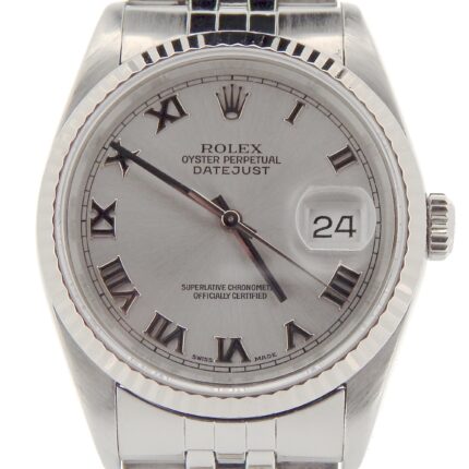Mens Rolex Stainless Steel Datejust Watch Ref. 16234 Silver Roman (SKU L884885NMT)