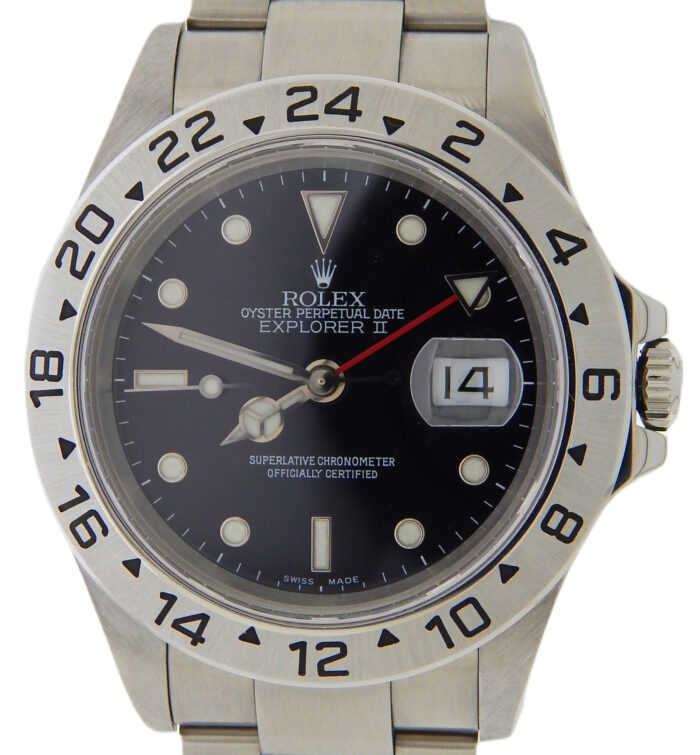 Mens Rolex 16570 Stainless Steel Explorer II Watch with Black Dial (SKU P209258AMT)