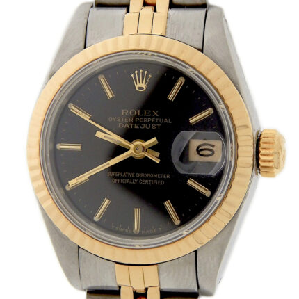 Ladies Rolex Two-Tone 18K/SS Datejust Black Dial  69173 (SKU R465965AMT)