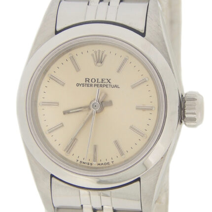 Ladies Rolex Stainless Steel Oyster Perpetual 67180 Watch Silver Stick Dial (SKU R602618AMT)