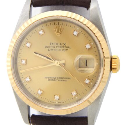 Mens Rolex Two-Tone Datejust 16233 with Factory Diamond Dial (SKU S343104AMT)