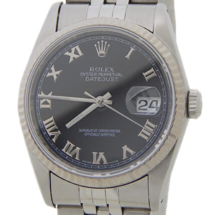 Mens Rolex Stainless Steel Datejust Black Roman Dial 16234 (SKU BX925396AMT)