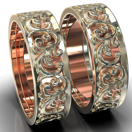 His And His Filigree Wedding Band