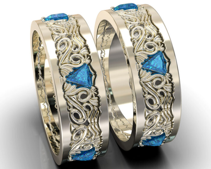 Triangle Diamond Wedding Band