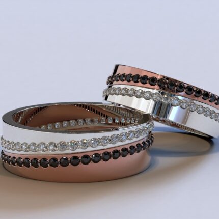 Unique Diamond Two Tone Gold Matching Wedding Bands – Split Diamond Ring