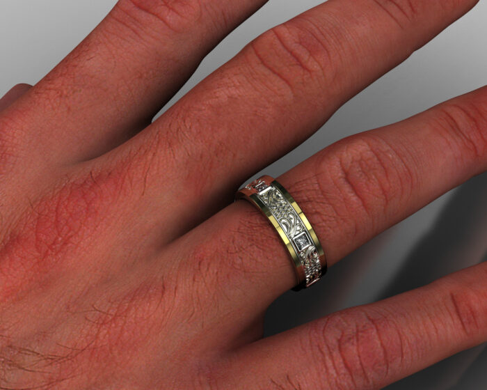 Two Tone Gold Diamond Matching Wedding Bands – Princess Gem - Image 3